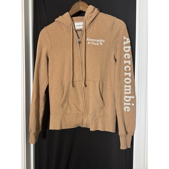 Y2K Abercrombie & Fitch Full Zip Hooded Sweatshirt XS Spellout Preppy Mallcore - Picture 4 of 9